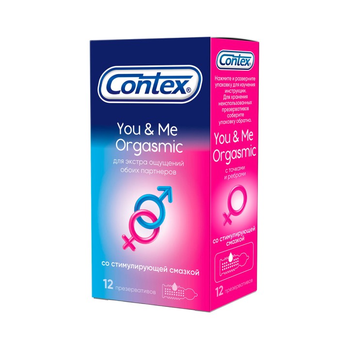 Contex You&Me Orgasmic презервативы из натурального латекса со стимулирующей смазкой 12 шт
