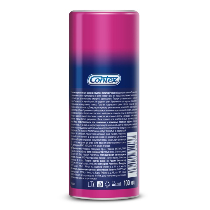 Contex Romantic интимный гель-смазка с ароматом клубники флакон 100 мл 1 шт