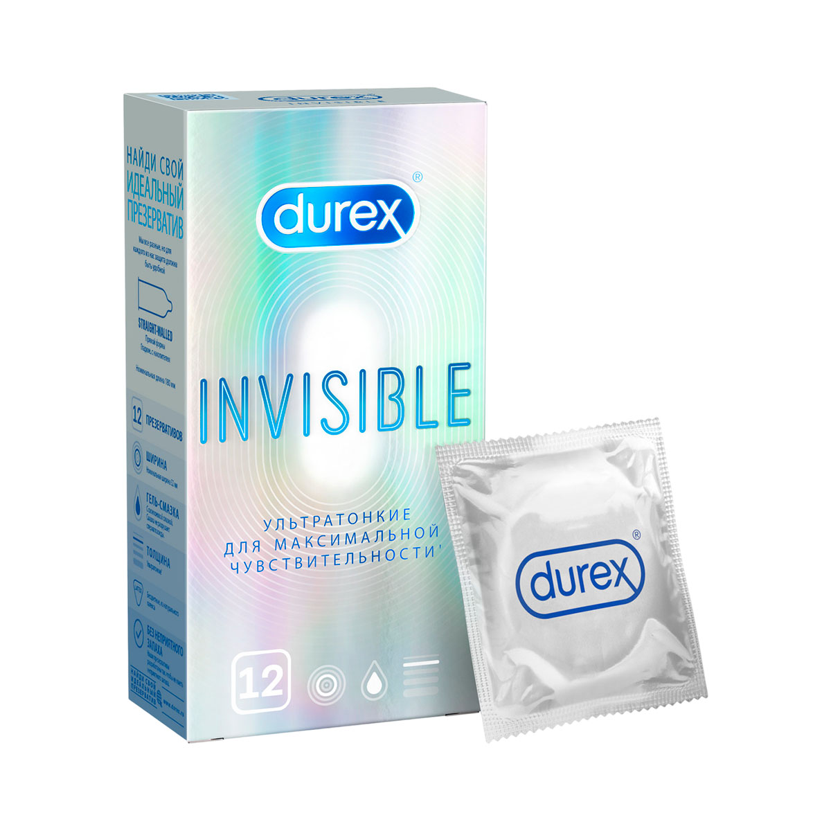 Durex Invisible презервативы из натурального латекса ультратонкие 12 шт