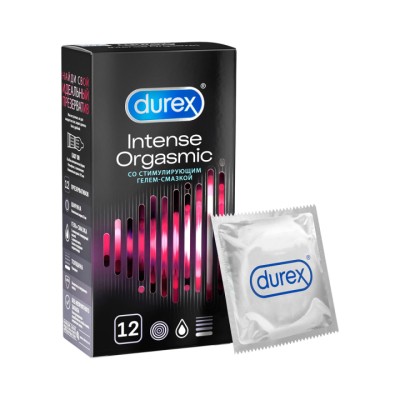 Durex Intense Orgasmic презервативы из натурального латекса со стимулирующим гелем-смазкой 12 шт