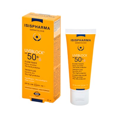IsisPharma Uveblock SPF 50+ Dry Touch Tinted Light флюид с очень высокой степенью защиты от солнечного излучения светлый 40 мл 1 шт