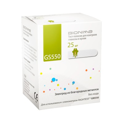 Тест-полоски для глюкометра Bionime Rightest GS550 25 шт