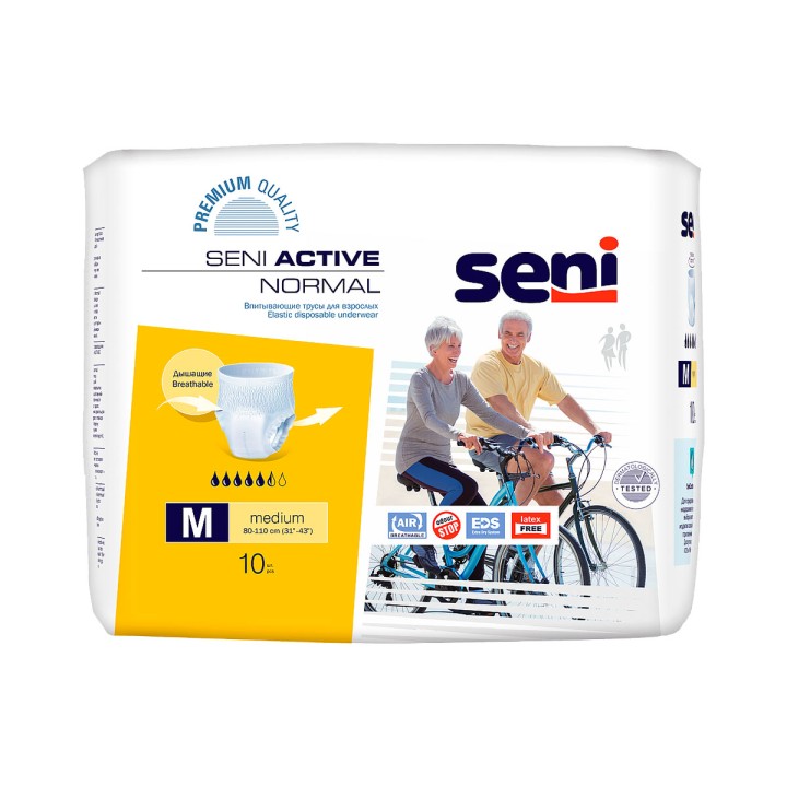 Seni Active Normal трусики впитывающие для взрослых страдающих недержанием размер M 10 шт