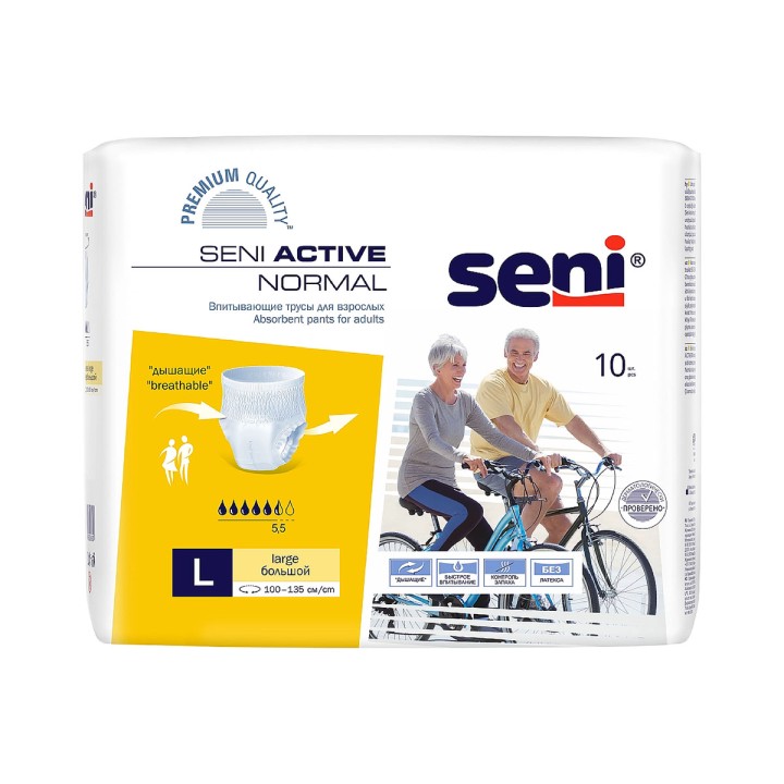 Seni Active Normal трусики впитывающие для взрослых страдающих недержанием размер L 10 шт