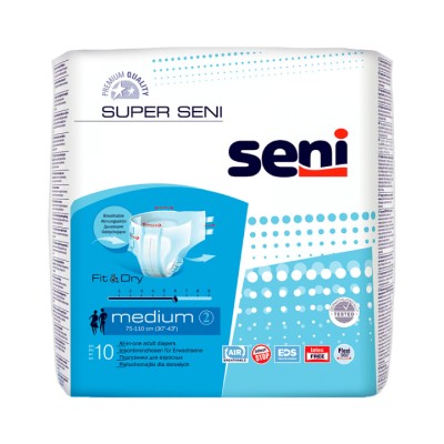 Seni Super подгузники для взрослых дышащие размер M 10 шт