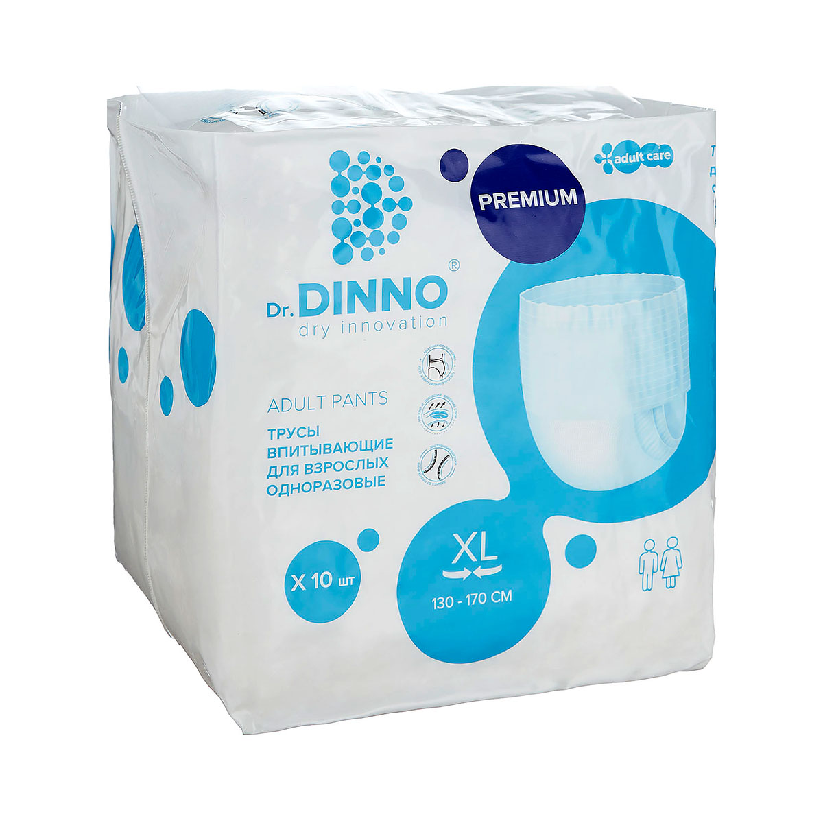 Dr.Dinno Premium трусы впитывающие для взрослых одноразовые размер XL 10 шт