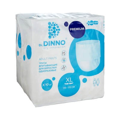 Dr.Dinno Premium трусы впитывающие для взрослых одноразовые размер XL 10 шт