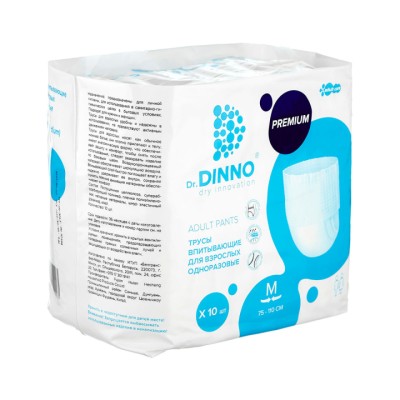 Dr.Dinno Premium трусы впитывающие для взрослых одноразовые размер M 10 шт