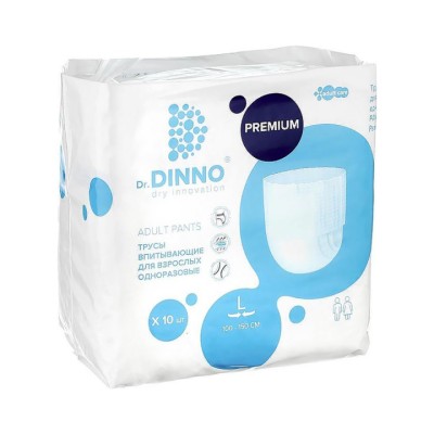 Dr.Dinno Premium трусы впитывающие для взрослых одноразовые размер L 10 шт
