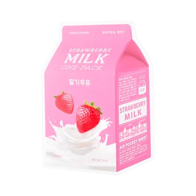A'pieu Strawberry Milk One-Pack (Brightening) тканевая маска для лица выравнивающая тон 21 г 1 шт