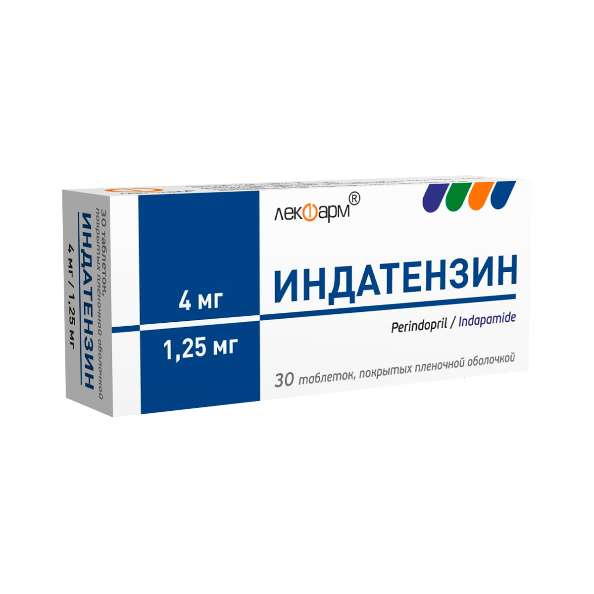 Индатензин 4 мг+1,25 мг таблетки покрытые пленочной оболочкой 30 шт