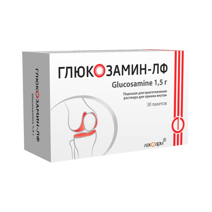 Глюкозамин-ЛФ 1,5 г порошок для приготовления раствора для приема внутрь пакет 30 шт