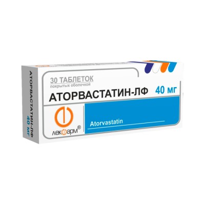 Аторвастатин-ЛФ 40 мг таблетки покрытые оболочкой 30 шт