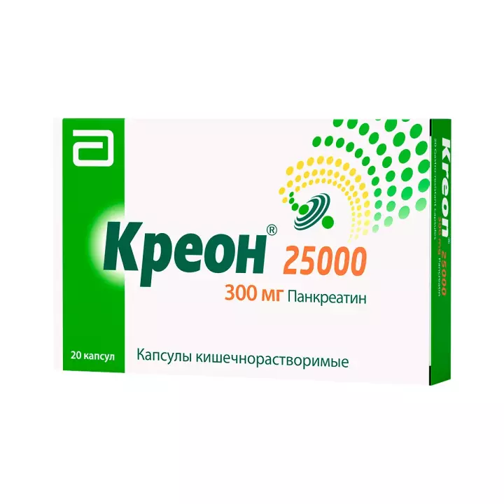 Креон 25000 300 мг капсулы кишечнорастворимые 20 шт