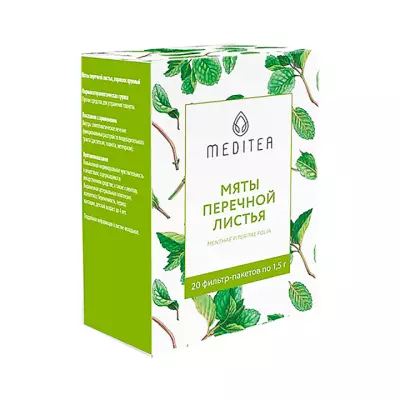 Мяты перечной листья порошок крупный 1,5 г фильтр-пакет 20 шт