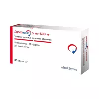 Глюкованс 500 мг+5 мг таблетки покрытые пленочной оболочкой 30 шт