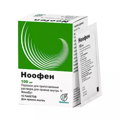 Ноофен 100 мг порошок для приготовления раствора для приема внутрь пакет 15 шт