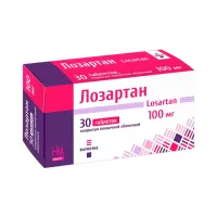 Лозартан 100 мг таблетки покрытые пленочной оболочкой 30 шт