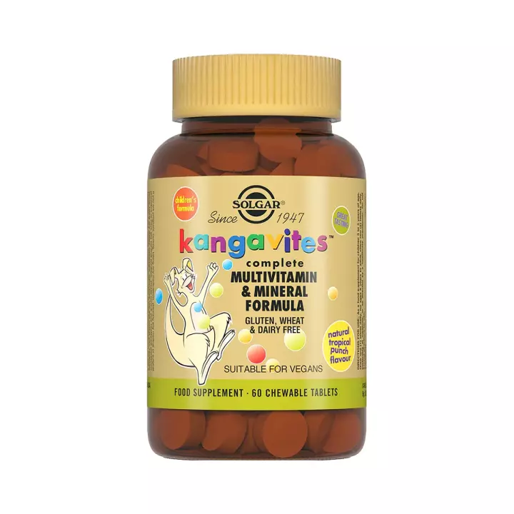 Кангавитес Комплексная формула мультивитаминов и минералов со вкусом тропических фруктов таблетки для детей 60 шт Solgar