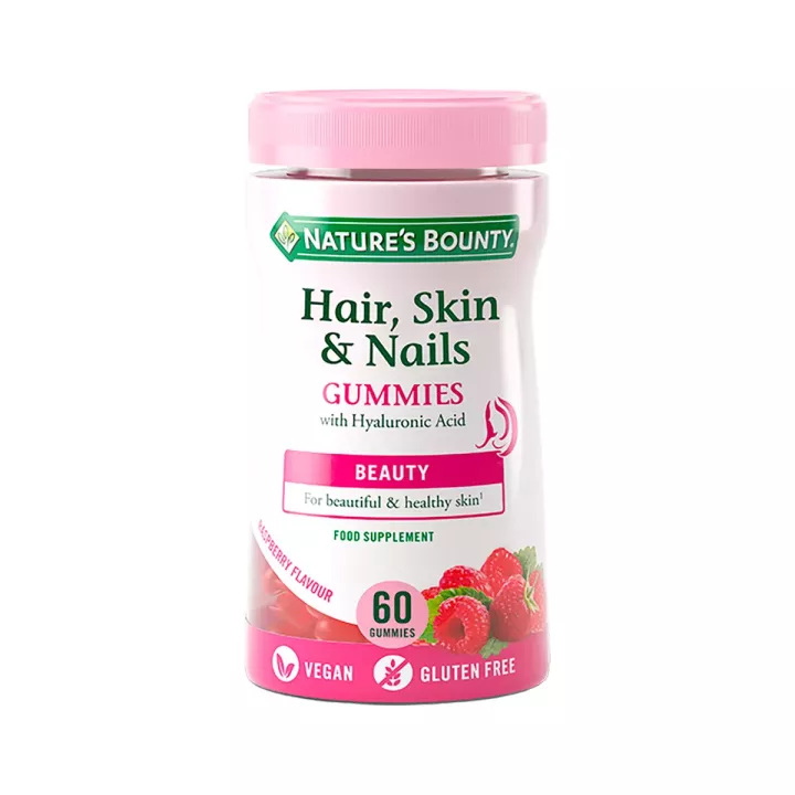 Волосы, кожа, ногти малина пастилки жевательные 60 шт Naturе's Bounty