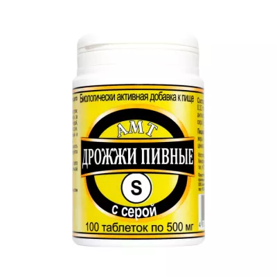 АМТ-Дрожжи пивные с серой таблетки 500 мг 100 шт Amateg
