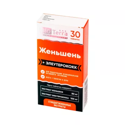 Женьшень + элеутерококк таблетки 500 мг 30 шт Биотерра