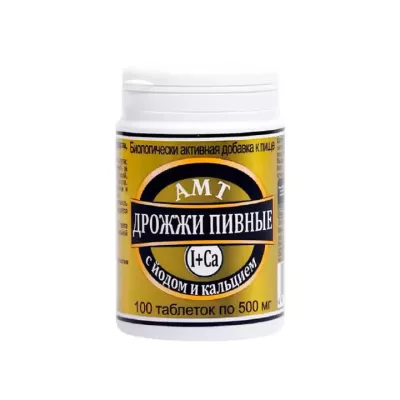 АМТ-Дрожжи пивные с йодом и кальцием таблетки 500 мг 100 шт Amateg