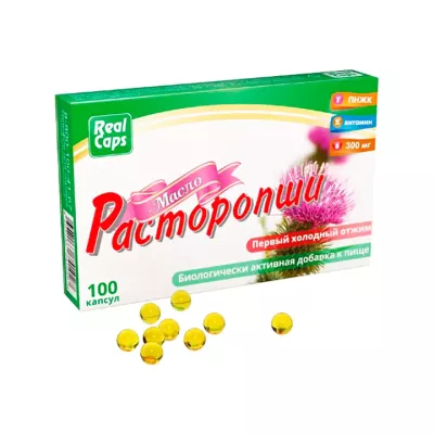 Масло расторопши первый холодный отжим капсулы 300 мг 200 шт Real Caps