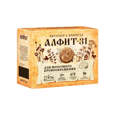 Алфит 31 Для мозгового кровообращения утренний, вечерний брикет 60 шт