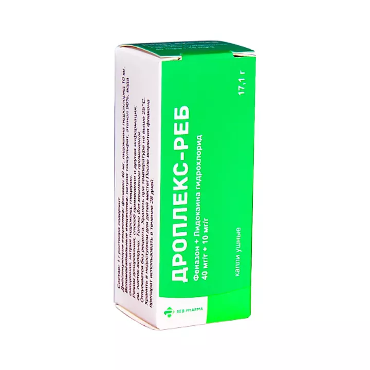 Дроплекс-Реб 40 мг+10 мг/г капли ушные 17,1 г флакон-капельница 1 шт