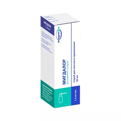 Мигдалор 1,5 мг/мл спрей для местного применения 30 мл флакон 1 шт