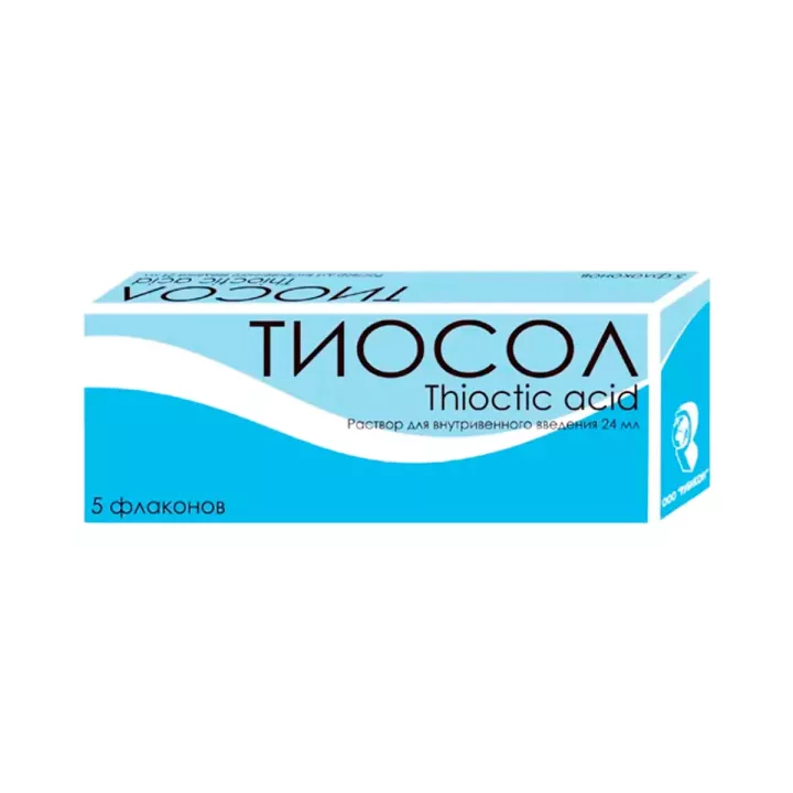 Тиосол 25 мг/мл раствор для внутривенного введения 24 мл флакон 5 шт