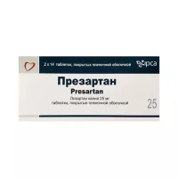 Презартан 25 мг таблетки покрытые пленочной оболочкой 28 шт