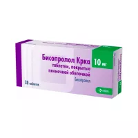 Бисопролол КРКА 10 мг таблетки покрытые пленочной оболочкой 30 шт