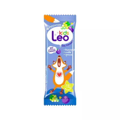 Фруктовый батончик со злаками Изюм, слива, гречка 20 г 1 шт Leo Kids