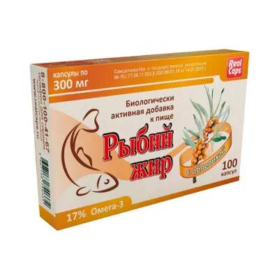 Рыбий жир с облепихой капсулы 300 мг 100 шт Real Caps