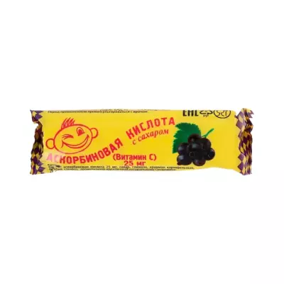 Аскорбиновая кислота с сахаром черная смородина 25 мг таблетки 3 г 10 шт Аскопром