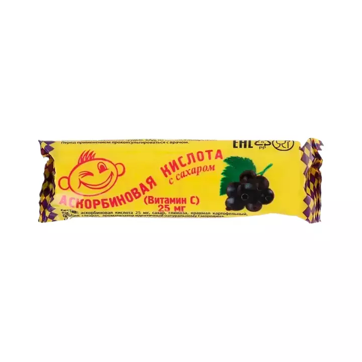Аскорбиновая кислота с сахаром черная смородина 25 мг таблетки 3 г 10 шт Аскопром