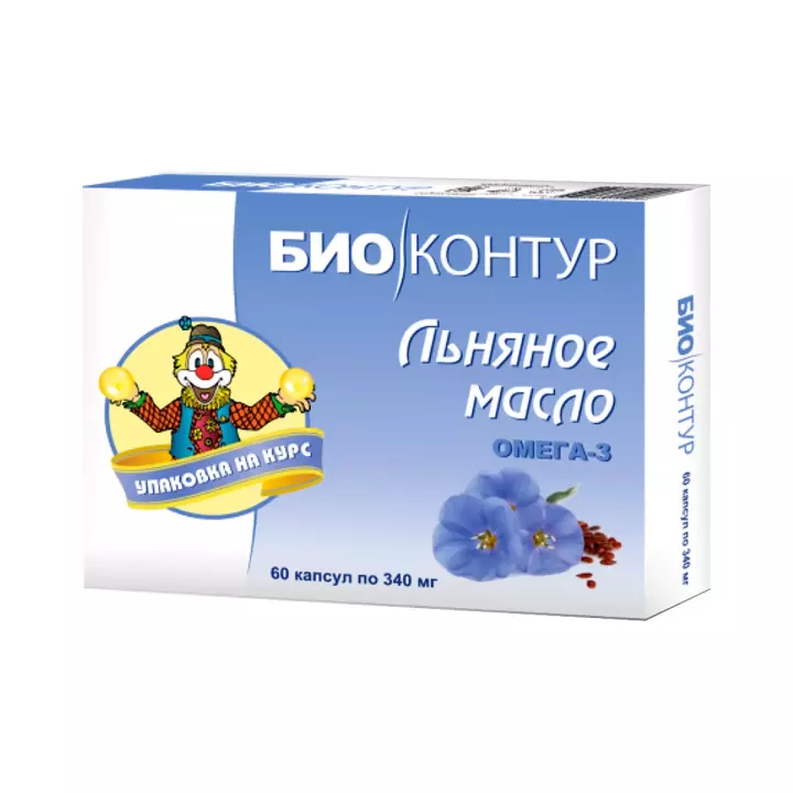 Льняное масло капсулы 340 мг 60 шт БиоКонтур