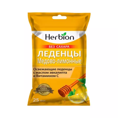 Herbion леденцы мед и лимон без сахара 2,5 г 25 шт