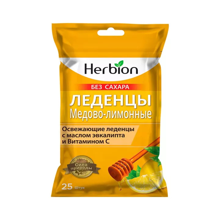 Herbion леденцы мед и лимон без сахара 2,5 г 25 шт