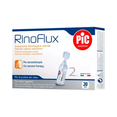 Ринофлюкс (RinoFlux) раствор физиологический cтерильный для ингаляций и очистки носа 2 мл флакон 20 шт