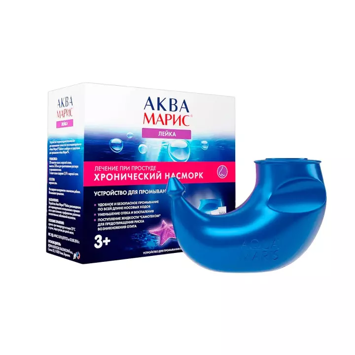 Аква Марис Лейка устройство оториноларингологическое 330 мл 1 шт + средство для промывания 2,97 г саше 30 шт