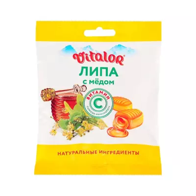 Леденцовая карамель с витамином С липа и мед леденцы 3,8 г Vitalor