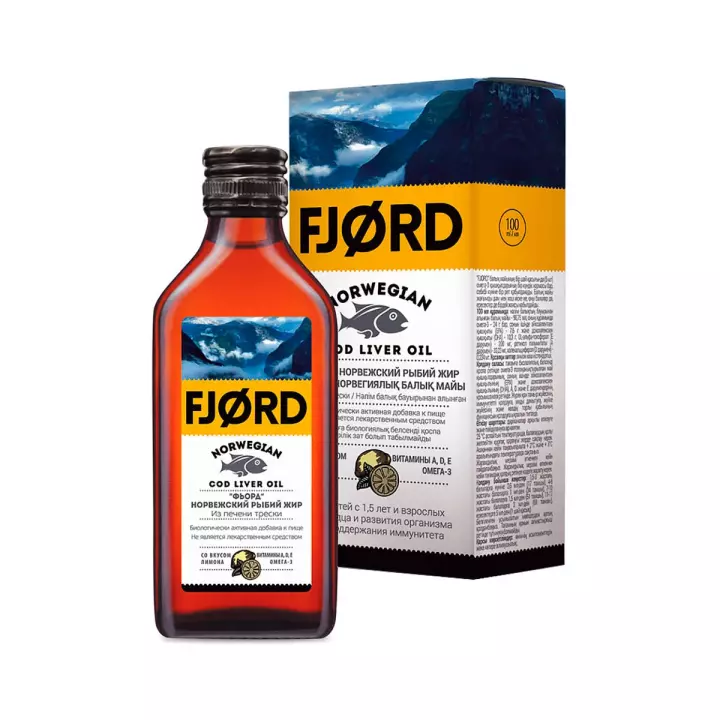 Фьорд Норвежский рыбий жир из печени трески лимон жидкость 100 мл флакон 1 шт