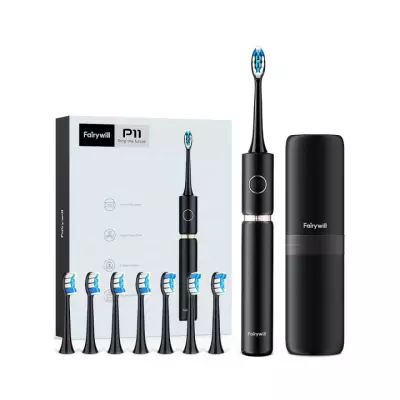 Fairywill P11 зубная щетка электрическая черная 1 шт + 8 насадок + чехол