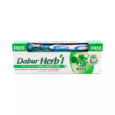Dabur Herb'l Базилик зубная паста 150 г 1 шт + зубная щетка 1 шт