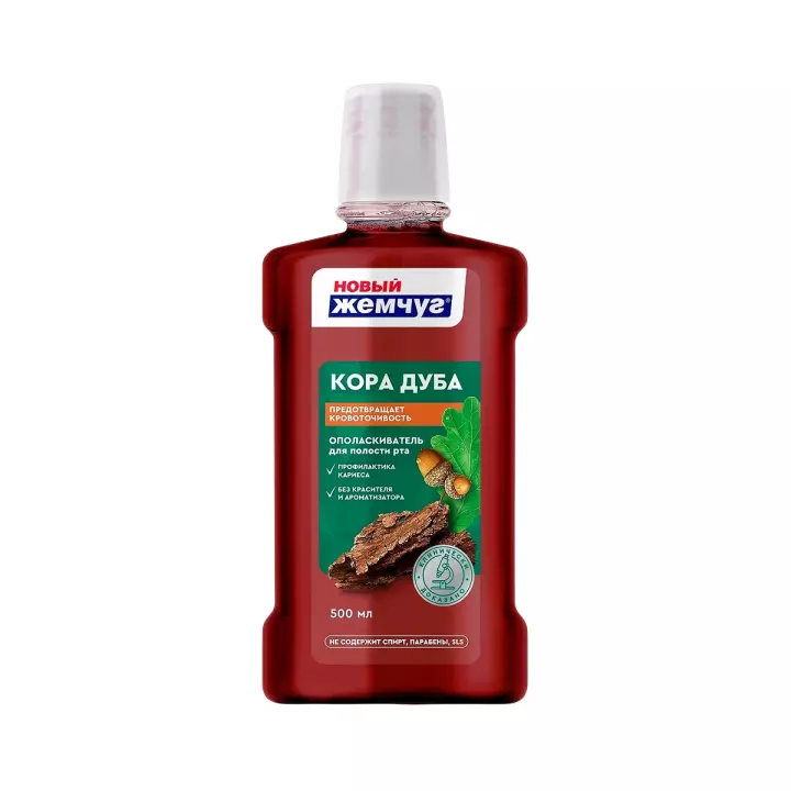 Новый Жемчуг с корой дуба ополаскиватель для полости рта 500 мл флакон 1 шт