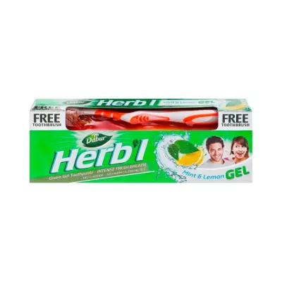 Dabur Herb'l Мята и лимон зубная паста 150 г 1 шт + зубная щетка 1 шт