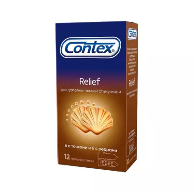 Contex Relief презервативы из натурального латекса с ребристой и точечной структурой 12 шт